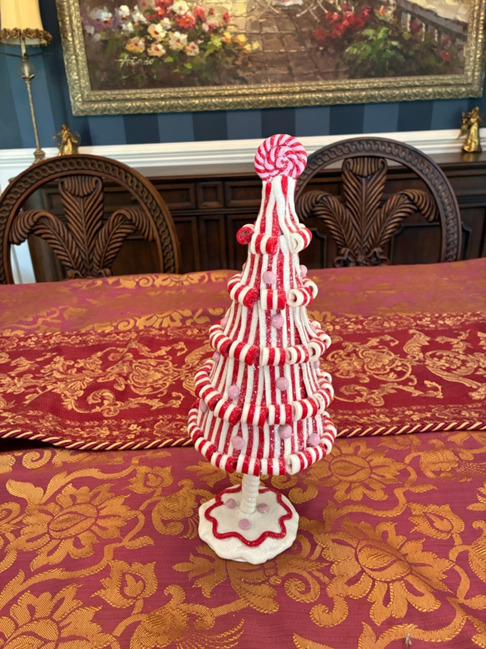 Festive Peppermint Candy Tree Decor - Red & White